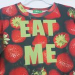 I SWAG EAT ME Strawberry Print Long Sweatshirt Novelty Size L Black Size L Photo 2
