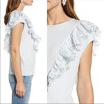 Rachel Parcell Eyelet Ruffle Detail Top Blue M Photo 2