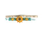 Shakira Huichol Seed Bead Cuff Bracelet 3D Flowers Turquoise Orange 3 Sizes NWT Photo 6