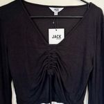 Jack by BB Dakota NWT Leia Black Flounce Sleeve Crop Top - Size: Medium Photo 3