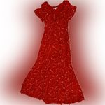 Reformation NWOT Talleen Red Floral Print Ruffle maxi cap sleeves Dress sz 4 Photo 4