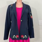 Crown & Ivy NWT Crown‎ & Ivy Navy Blazer With Embroidered Flowers Size SMALL Photo 9