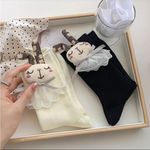 Urban Outfitters New beige ribbed cotton socks with detachable rabbit Photo 1