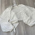 Urban Outfitters  Top eyelet tie front crop womens White large coquette feminine Photo 4