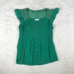 MINE Green Lace Back Babydoll Top Size Medium Photo 6