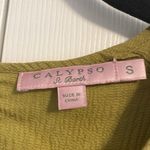 Calypso St. Barth  Women’s Olive Green Puffy Sleeve Blouse Photo 4