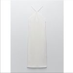 ZARA White Cable Knit Cross Neck Halter Dress Small Photo 1