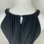 Evan Picone  Dress 6 Black Ruched Beaded Pleat Halter A-Line Cocktail Knee Length Photo 7