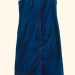 Vintage “Racing Green” Blue Button Down Midi Dress Photo 0