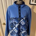 LANDS' END HERITAGE FLEECE SNAP NECK PULLOVER JACKET TOP WOMENS PLUS 2X Blue Photo 0