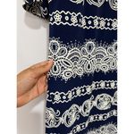 R & K  Women's Navy White Puff Print Short Sleeve Boatneck Shift Dress Size 10 Photo 3