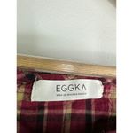 Eggka Peasant Milkmaid Crop Top Red Cream Plaid Long Sleeve Button Front Small Photo 4