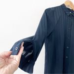 Ichi Flounce Poplin Midi Shirt Dress in Navy Blue Size M Photo 2