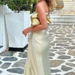 ZARA midi dress satin sleeveless tube olive green wedding party summer Photo 8