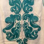 Donna Morgan COPY - Embroidered White and Teal Women's Top Photo 1