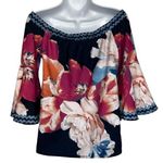Jealous Tomato On or Off Shoulder Black Floral Belled Sleeve Top NWOT Size Small Photo 7