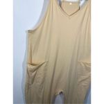 Women's Adjustable Strap with Pockets Slip On Jumpsuit Beige Size Medium NWOT Tan Photo 2