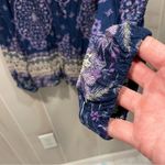 Lucky Brand Cute boho flowy tie-neck top button front purple dream Photo 7