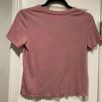 American Eagle Dusty Rose Ribbed Stretchy Short Sleeve Crop Top Henley Size XS Photo 6
