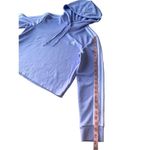 Adidas  Lilac & White Essentials 3 Stripped Cropped Hooded Sweatshirt Photo 9