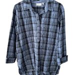Habitat Blue Plaid Cotton Blend Textured Tunic Top Size Small Photo 4