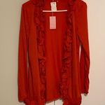 Tea N Rose Red Cardigan with ruffle detail Photo 0