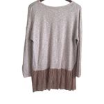 ZARA  Womens Sweater V-Neck Long Sleeve Pullover Lace Floral Bottom Boho‎ M Beige Photo 2