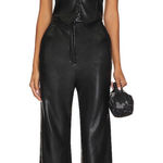 Amanda Uprichard  X Revolve Isadore‎ Faux Leather Jumpsuit in Black size small Photo 0