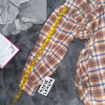 We The Free Free People Happy Hour Oversized Flannel Shirt LG Tan Button Front Photo 9