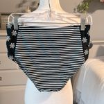 High Rise Waisted Bikini Bottom Black Striped Swimsuit Womens Small New Roomy Photo 2