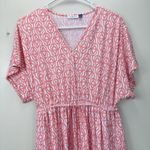 Cabana Life Napa Tie Waist Tassels Coral Orange White Midi Dress Size SMALL Photo 6