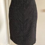 Ann Taylor Cotton Knit Short Straight Lined Skirt Button BLK/WH Side Zip SASSY Photo 4