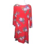 Bobbie & Brooks Bobbie Brooks Soft Plus Size Red Floral Dress 1X Rushed V neck Photo 1
