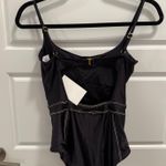 Becca Black Sheen Corset-seamed One-piece Swimsuit Photo 5