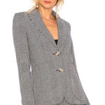 Smythe NWT | Portrait Neck Blazer in Prince Of Wales | 2 Black Photo 0