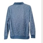 Comfort Colors Vtg Paisley Blue Pullover Top Textured Comfort Corner Long Sleeve Spread Collar Photo 1