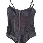 Free People  Black Mesh Corseted Bodysuit Size XS Photo 6
