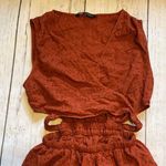 ZARA Burnt Orange Eyelet Cutout Mini Ruffle Dress Size Medium Photo 3