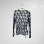 Black Lace Sheer Long Sleeve Boatneck Top Sz L NWT Size L Photo 1