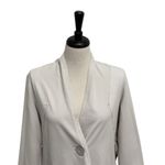 Habitat  Putty Grey Off White One Button Asymmetrical V Neck Slub Inserts Jacket Photo 1