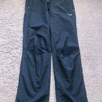 ASICS  Black Windbreaker Pant Reflective Stripe Athletic Zipper Pockets Sz Medium Photo 0