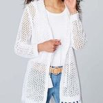 J.Jill Romantic Boho White Cotton Linen Blend Knit Cardigan Size Small Photo 0