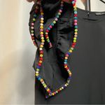 Very J Black Shift Dress with Rainbow Pom Pom Ruffle Sleeves Small Photo 5