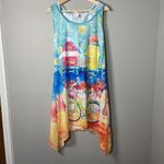 Leoma Lovegrove Happy Place Women’s M Hooded Cover Up Vented Sleeveless Beach Blue Size M Photo 4