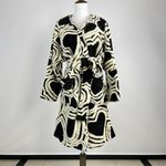 Farm Rio NWOT  Wool Blend Wild Hearts Tie-Belt Fleece Coat Size S Black White Photo 6