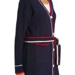 Vigoss NEW  Navy Red & White Stripe Cozy Academia Old Money American Cardigan M Photo 2