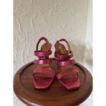 PARIS TEXAS Pink Metallic Crocodile Embossed Leather Pumps Size 7 Photo 5