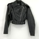 ZARA  Black Faux Leather Buckle Zip Up Biker Motorcycle Jacket XS Photo 1