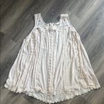 POL Cream Sleeveless Ruffled Tunic Embroidered Lace Blouse Large Photo 0