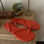 Tkees  Mia Napa Leather Sandals Brazilian Flip Flops Toe Ring Orange $85 Size 9 Photo 1